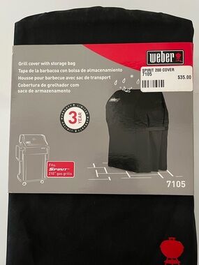 Weber Spirit 200 Grill Cover in Black with Red Logo